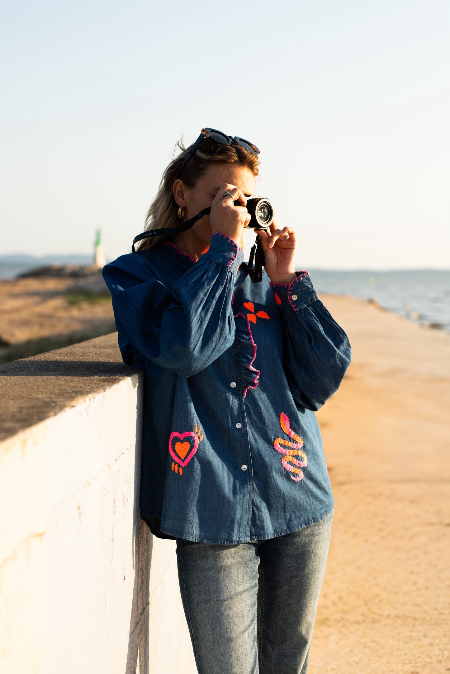 SHIRT COTTON DENIM HEARTS