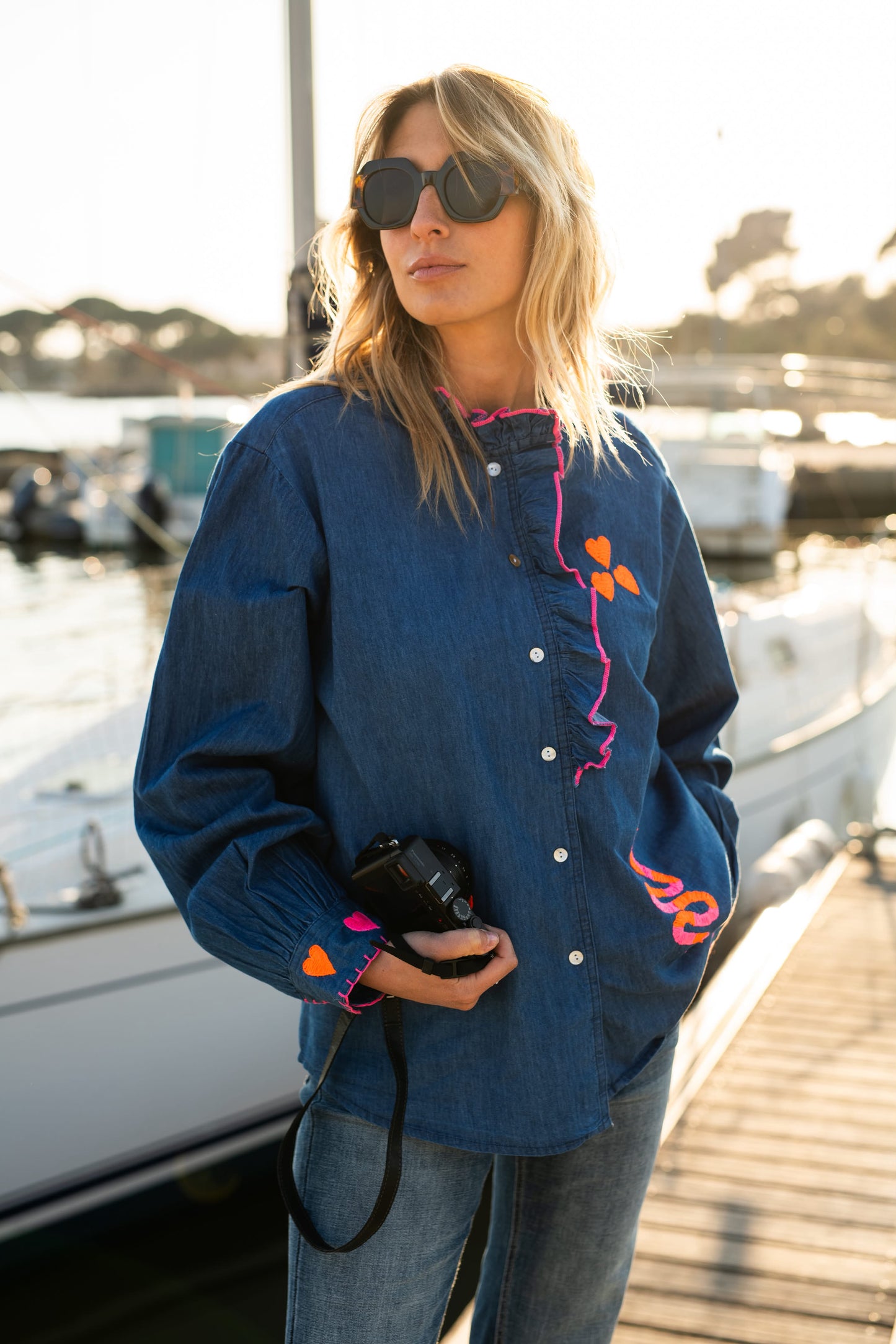 SHIRT COTTON DENIM HEARTS