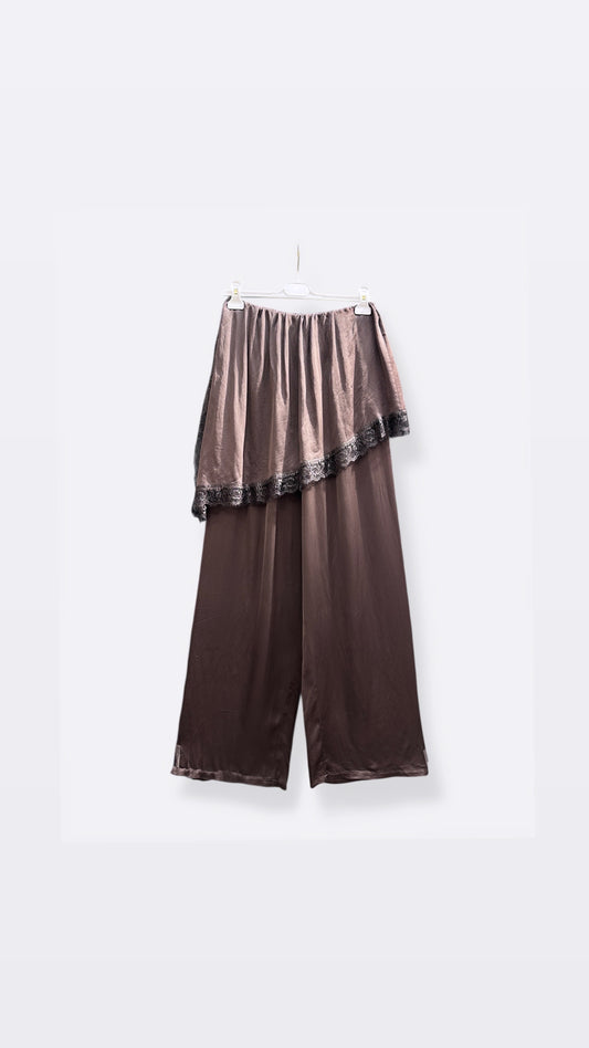 Pants brown silk lace