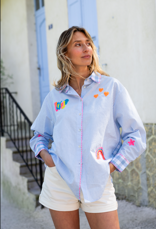 Shirt blue checkered mix