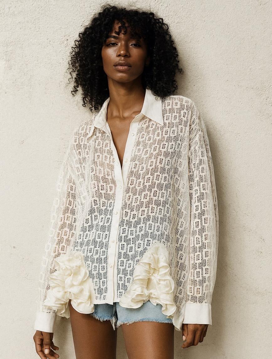 Blouse white ruffles