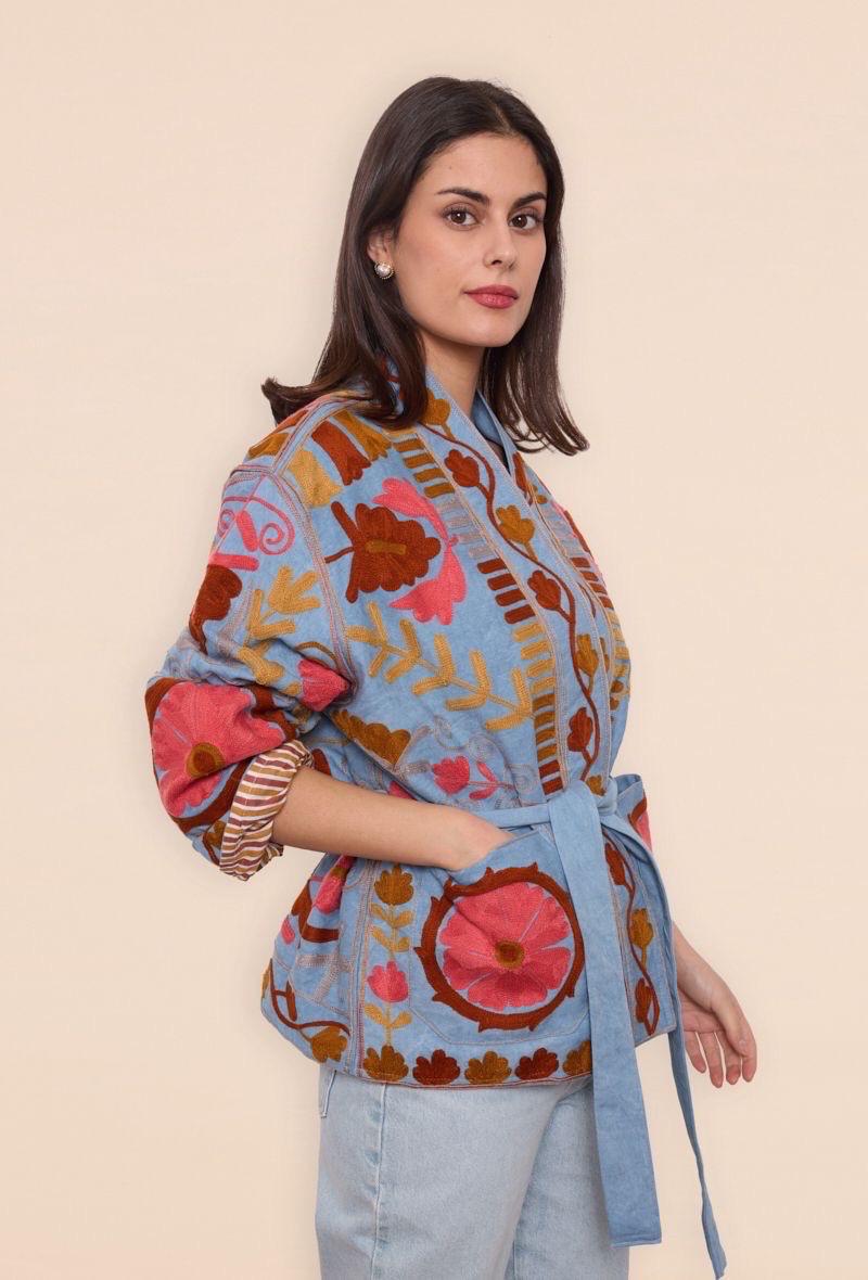 Jacket embroidery blue burgundy