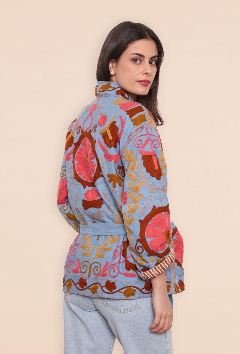 Jacket embroidery blue burgundy