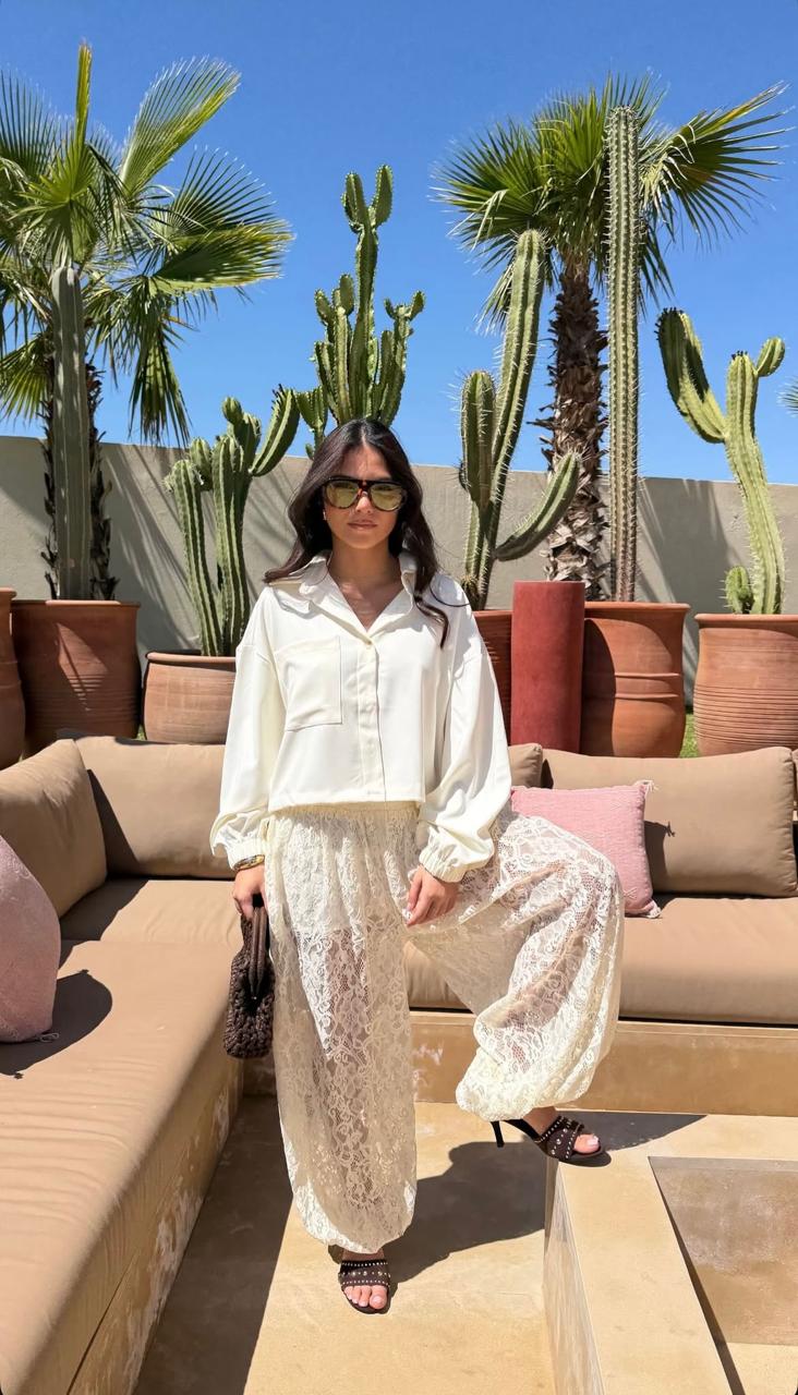 Pants baloon offwhite lace