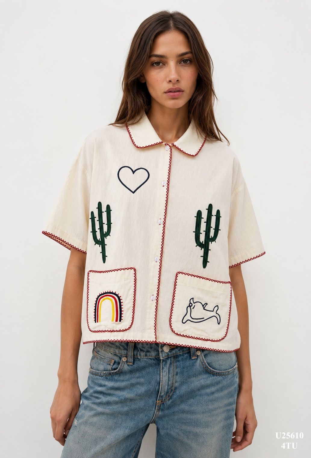 Shirt embroidery half