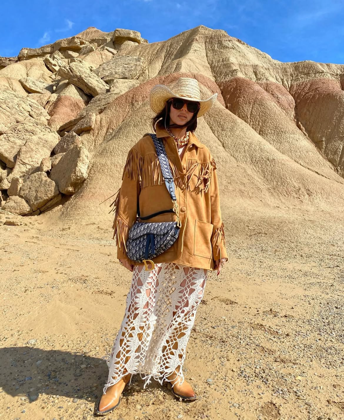 Jacket Suede fringes camel