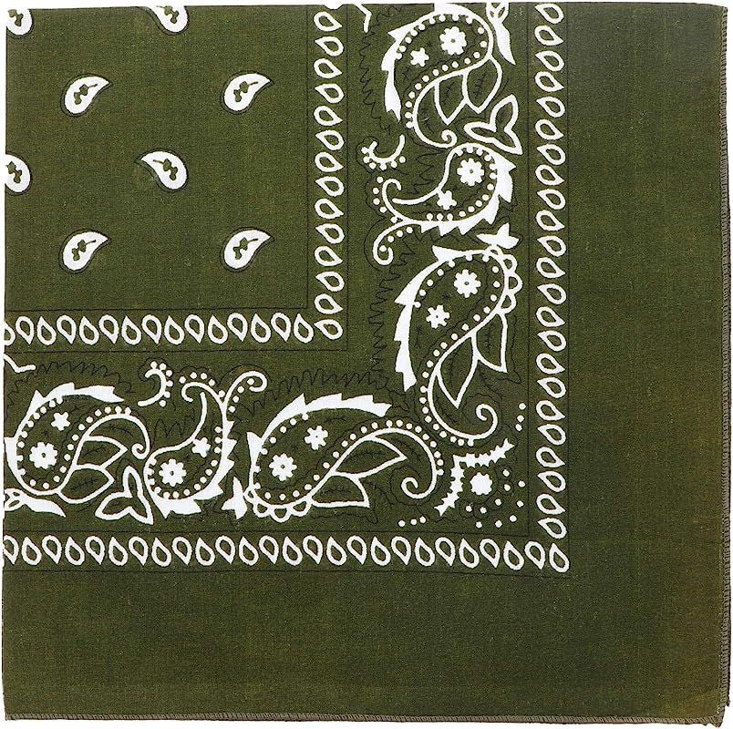 Bandana scarf olive cotton