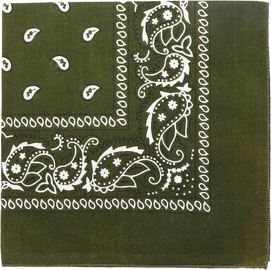 Bandana scarf olive cotton