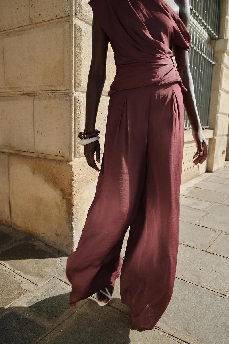 Set burgundy pure silk