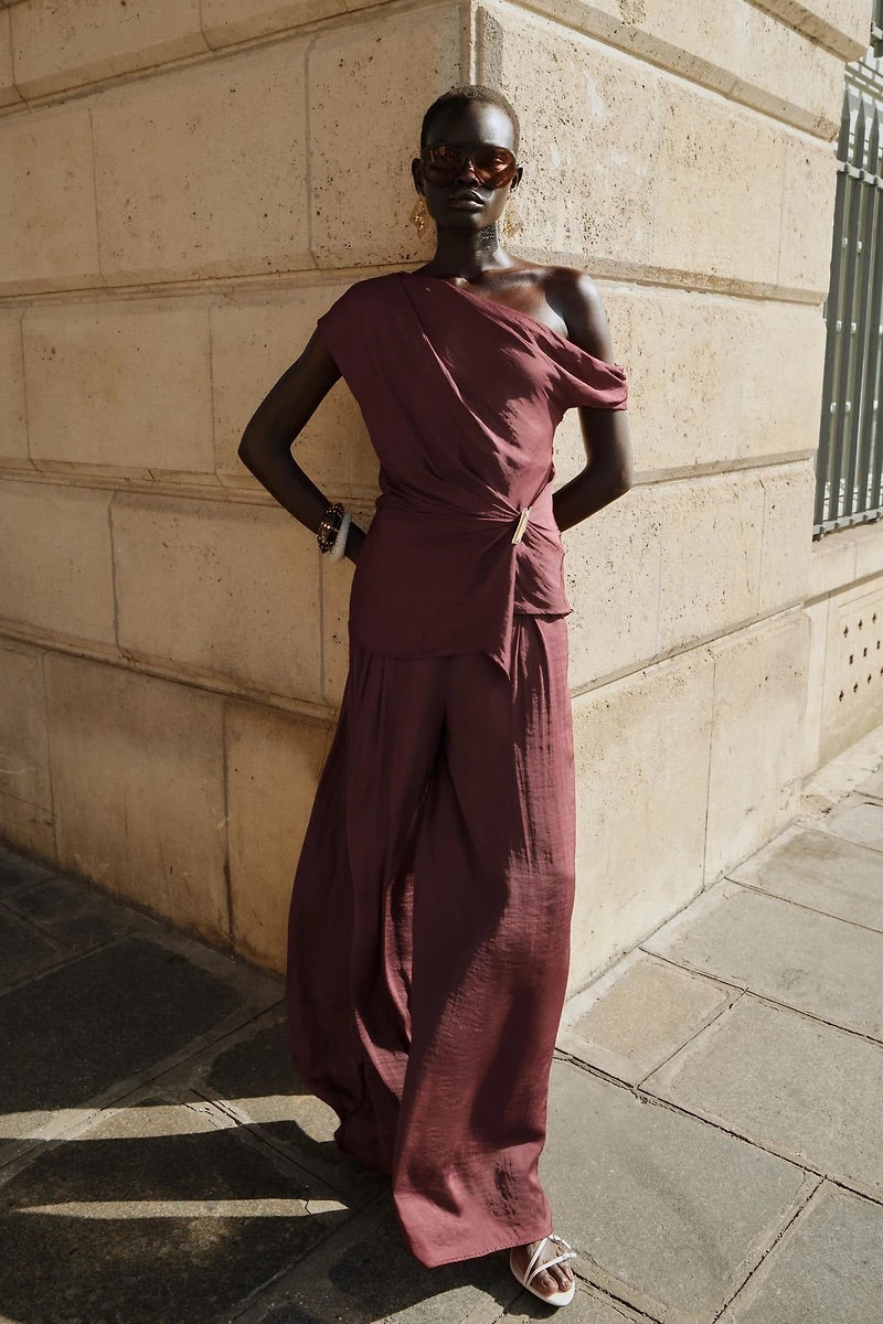 Set burgundy pure silk