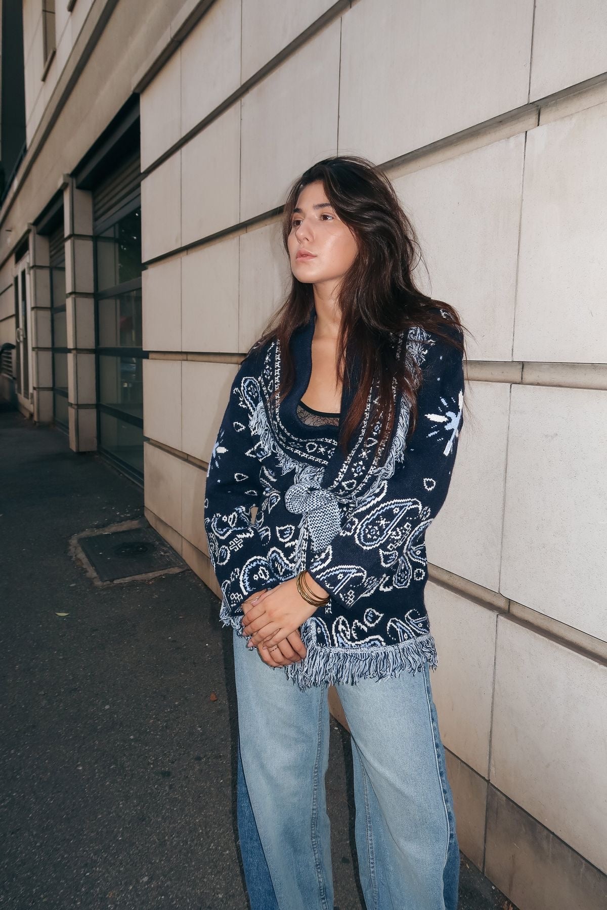 Bandana cardigan Navy blue