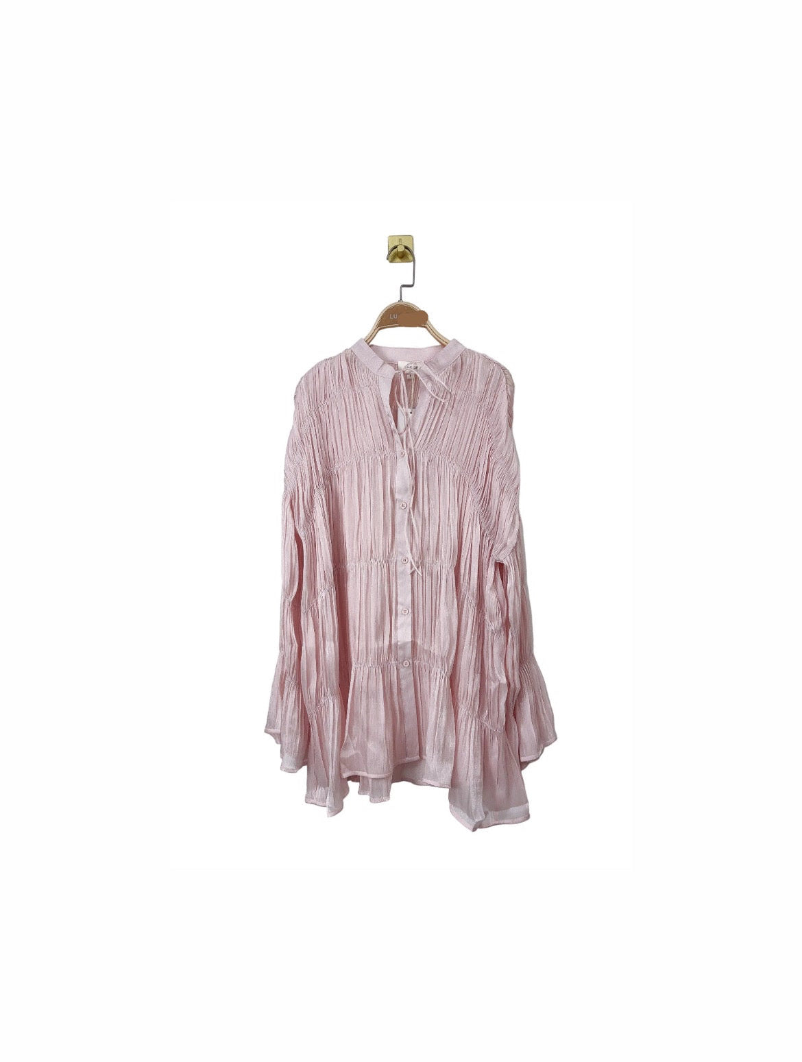 Shirt plisse rose