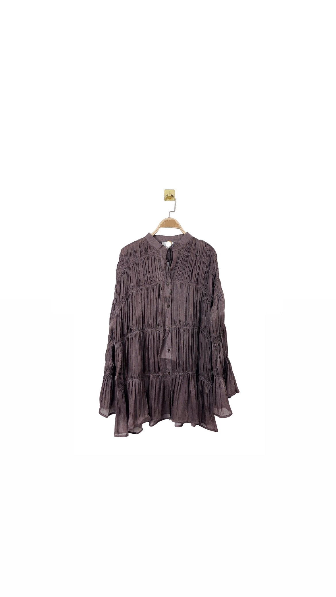 Shirt plisse brown