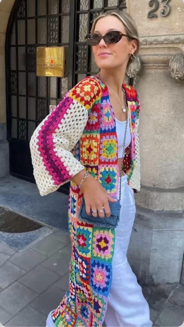 Crochet long colorful