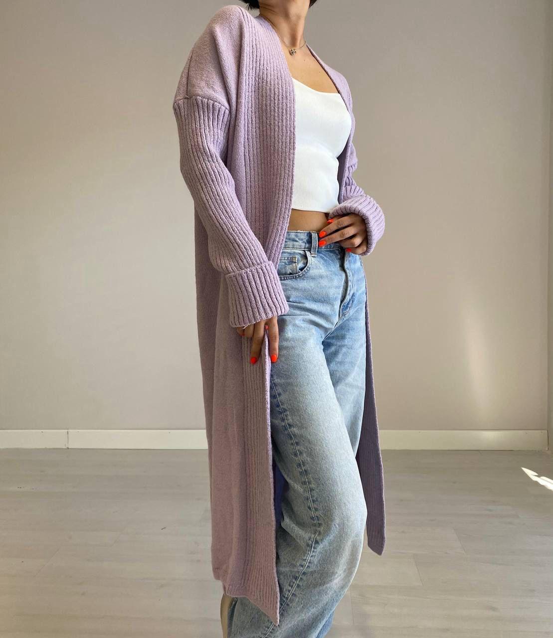 Knit purple kimono