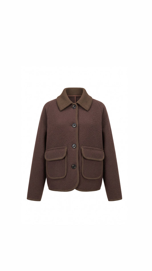 Jacket brown removable collar