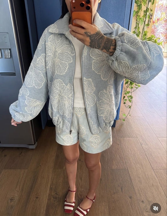 Jacket embroidery blue light