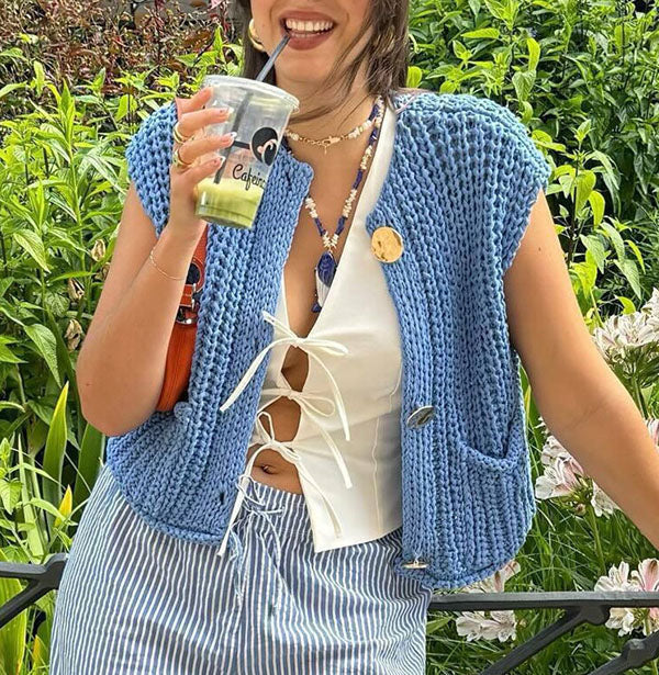 Vest blue chunky knit