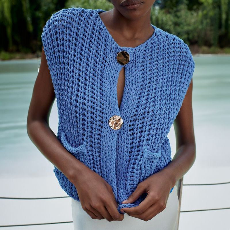 Vest blue chunky knit