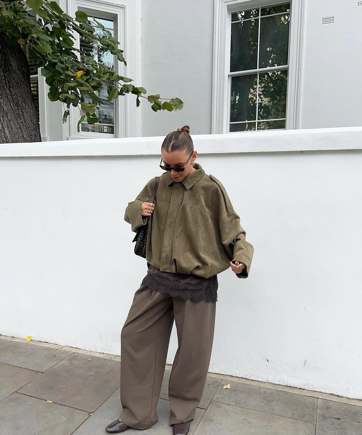 Bomber Suede Olive jacket