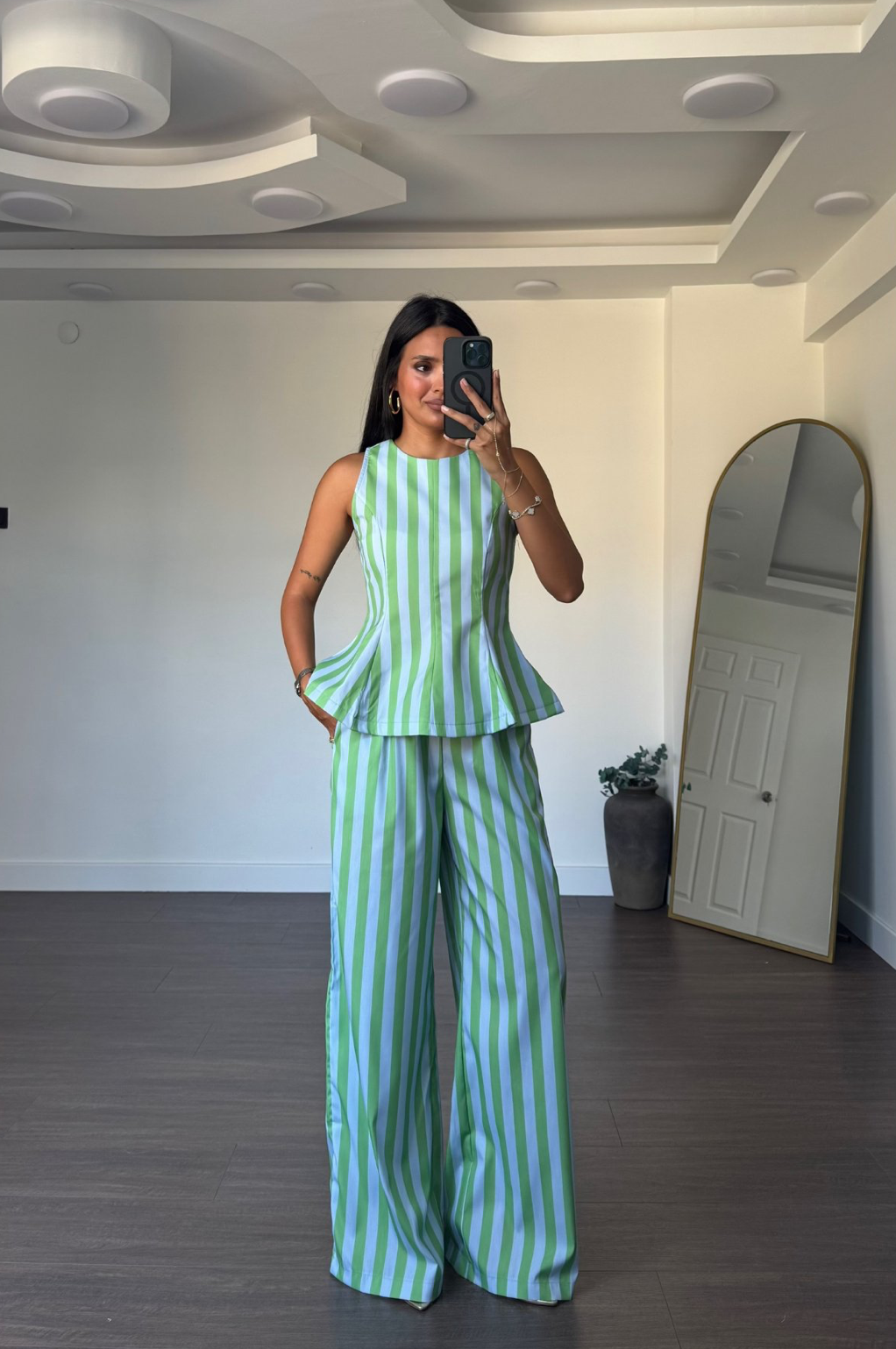 Set stripe blue green