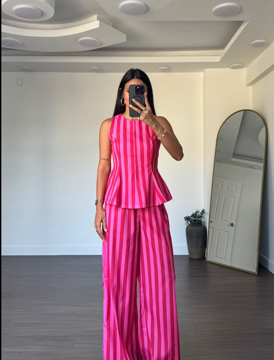 Set stripe pink red