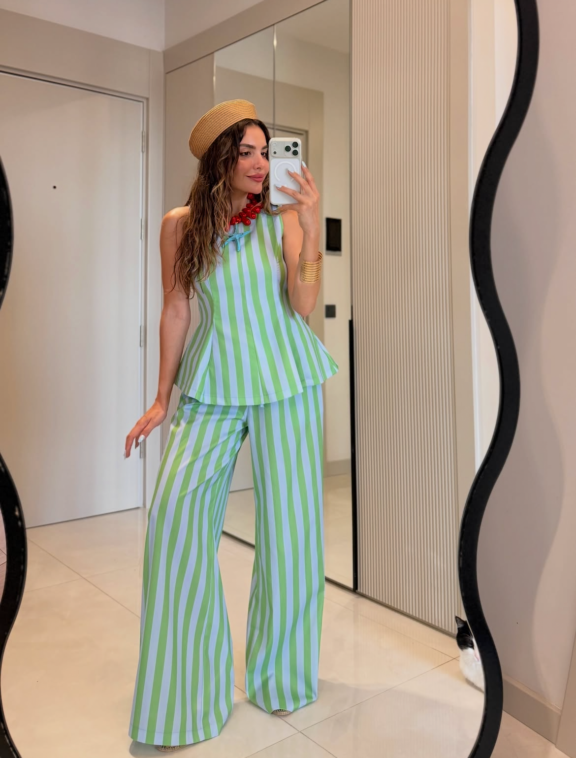 Set stripe blue green