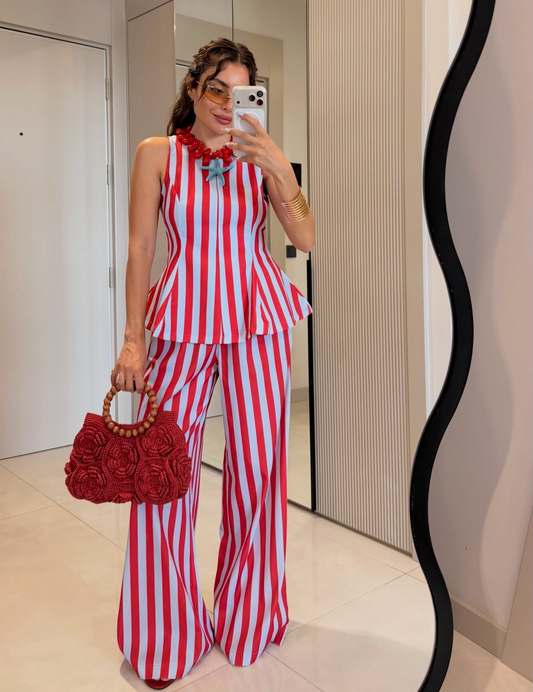 Set stripe blue red
