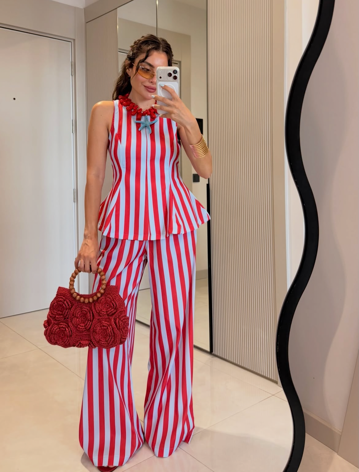 Set stripe blue red