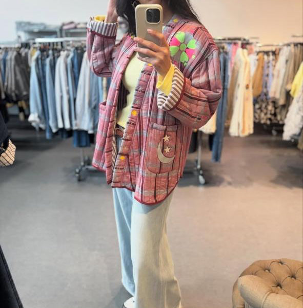 Jacket embroidery crescent