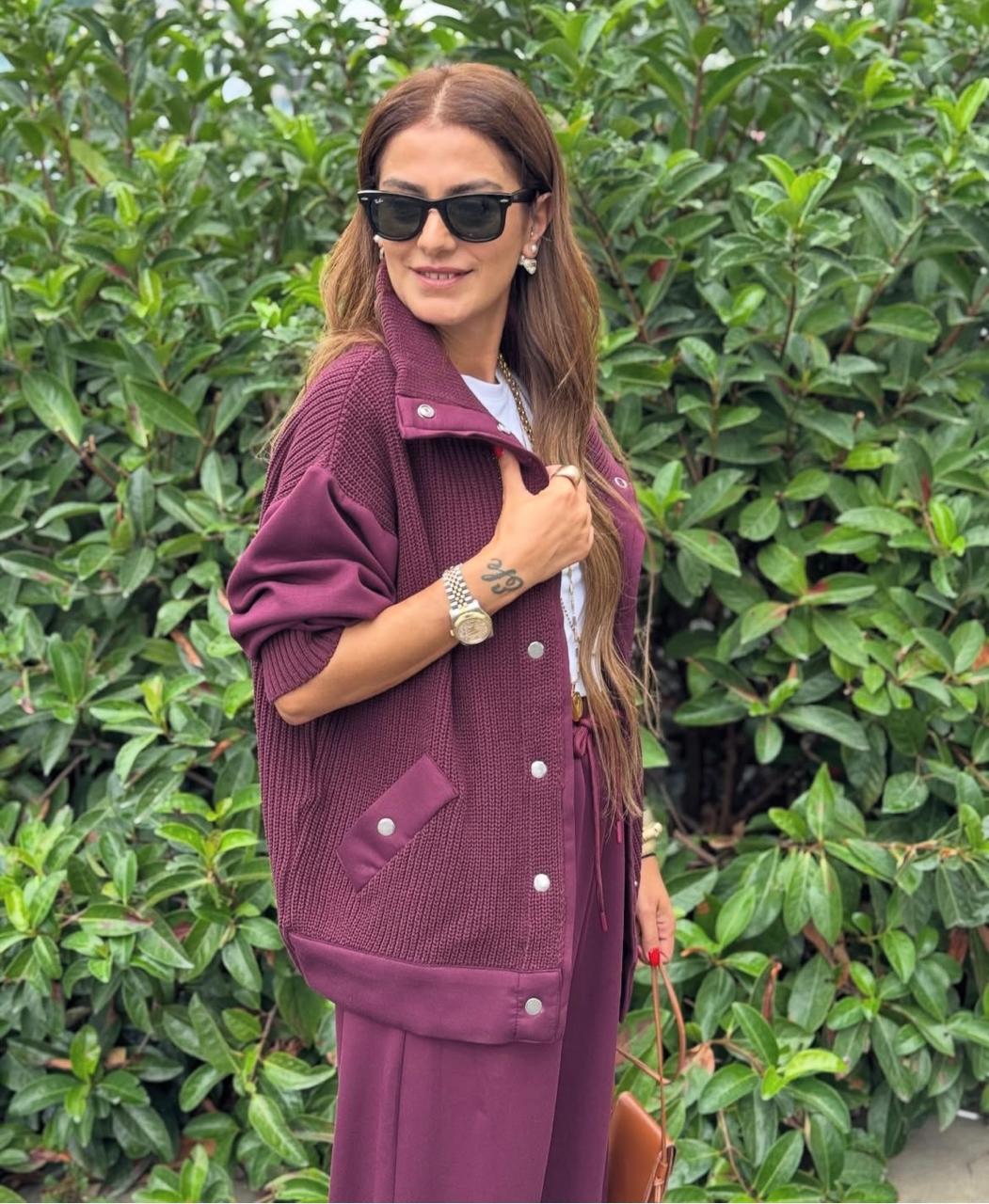 Soft knit burgundy set