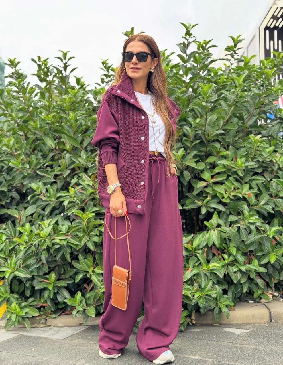 Soft knit burgundy set