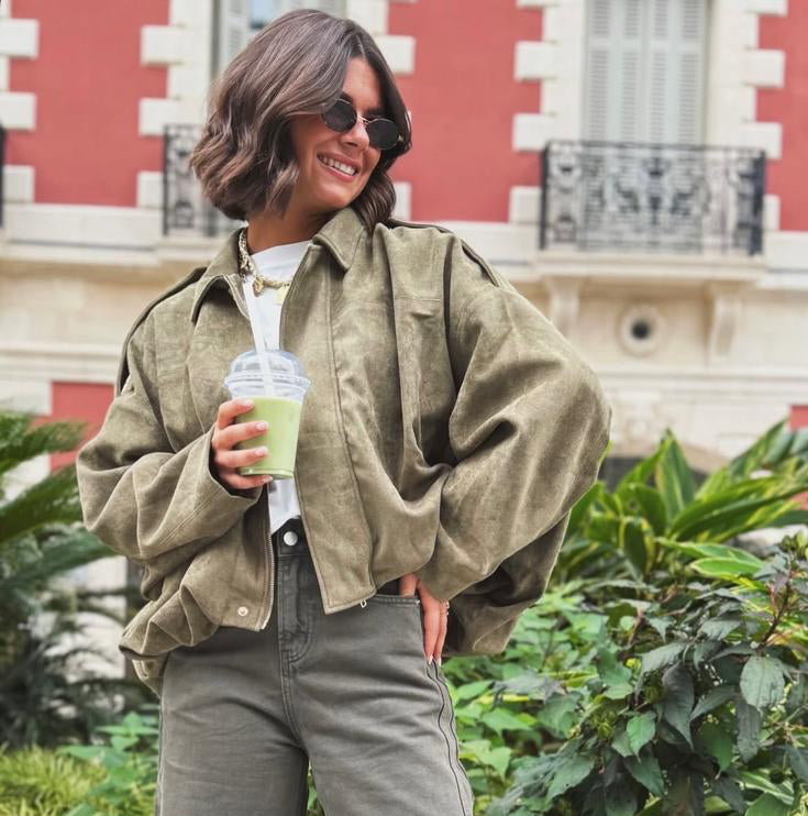 Bomber Suede Olive jacket