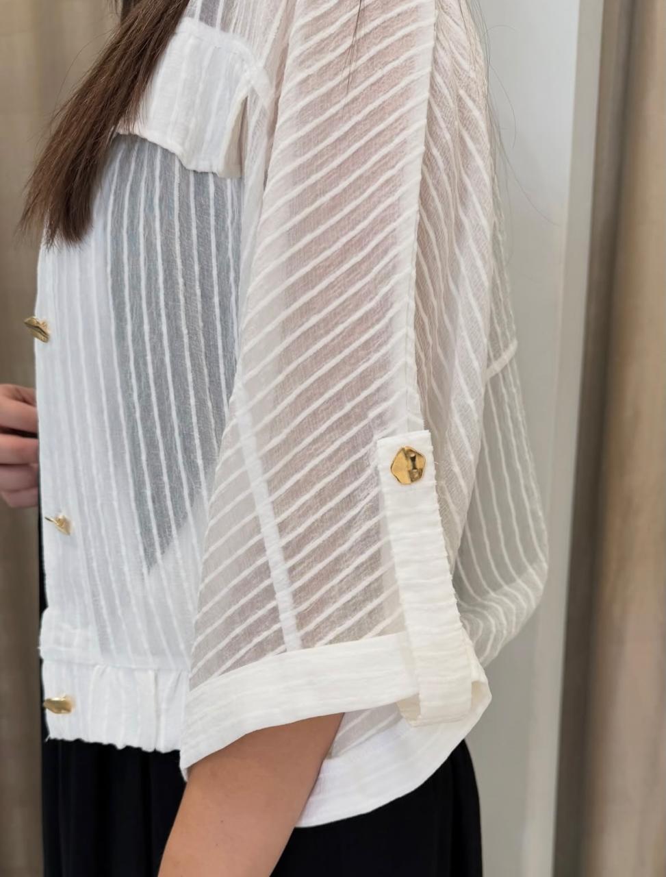 Shirt white Gold button