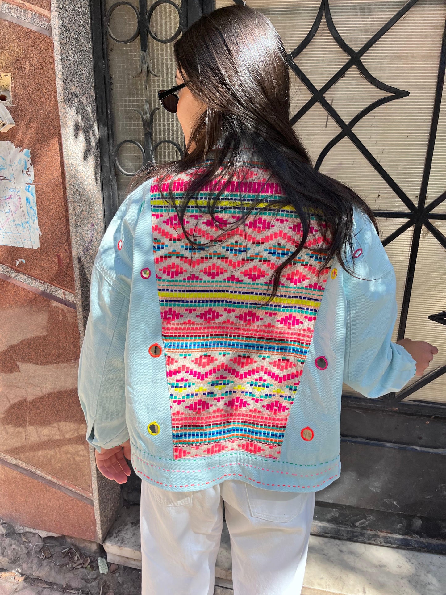 Jacket embroidery blue