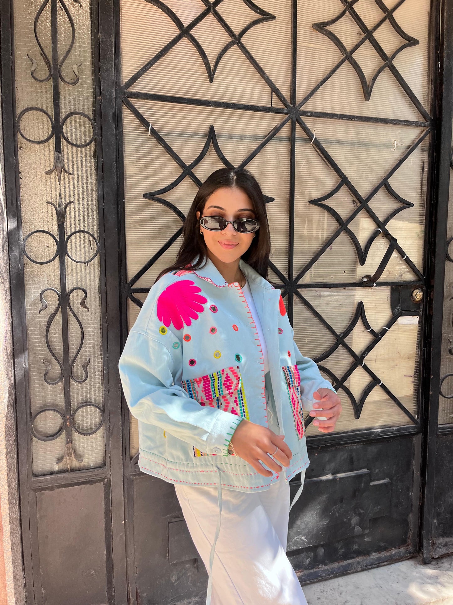 Jacket embroidery blue