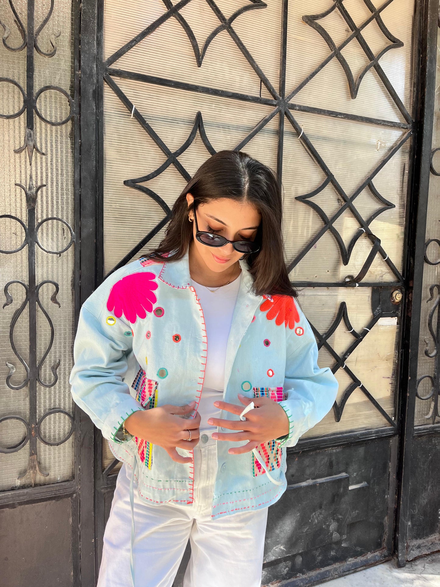 Jacket embroidery blue