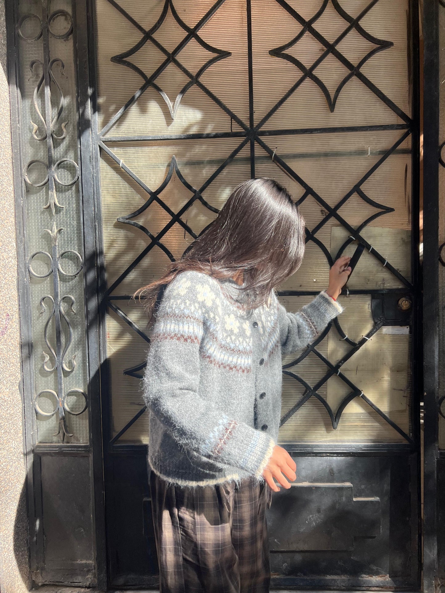 Cardigan argyle grey