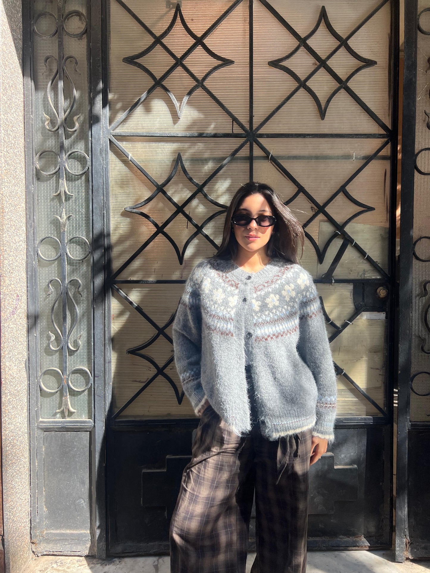 Cardigan argyle grey