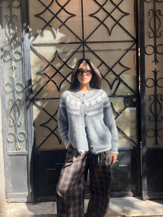 Cardigan argyle grey