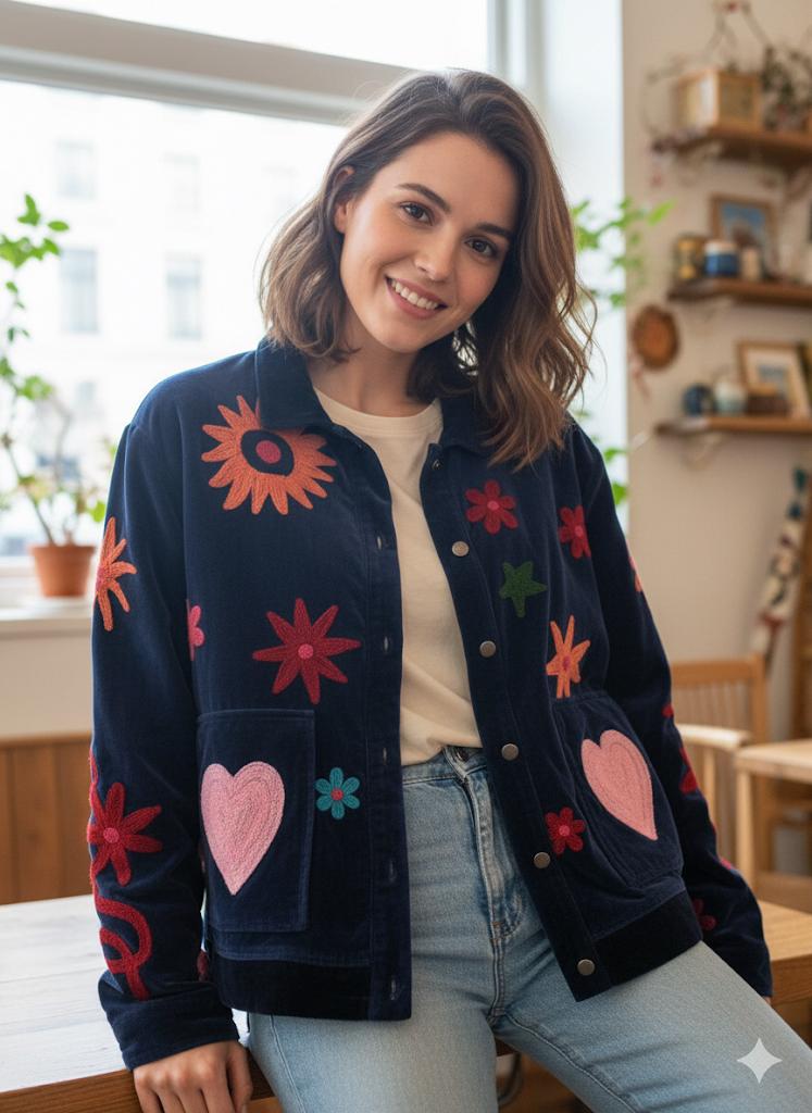 Navy embroidery Orlin jacket