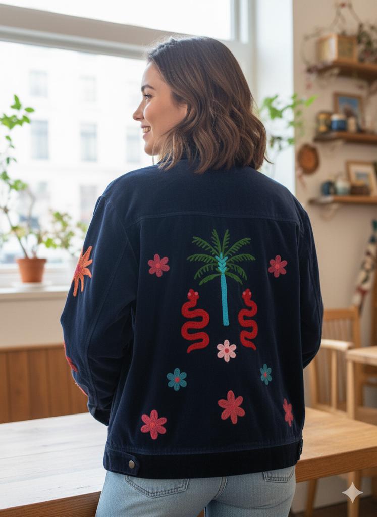 Navy embroidery Orlin jacket
