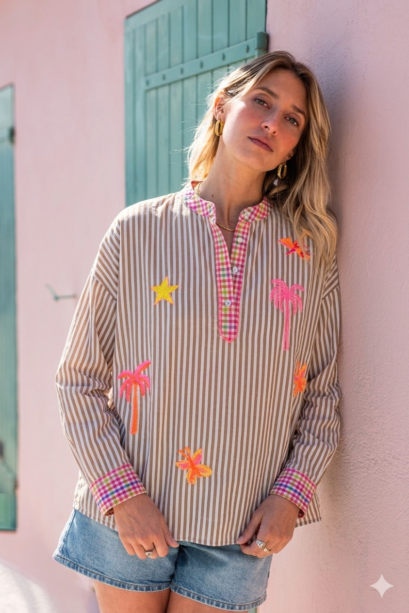 Shirt stripe beige colors