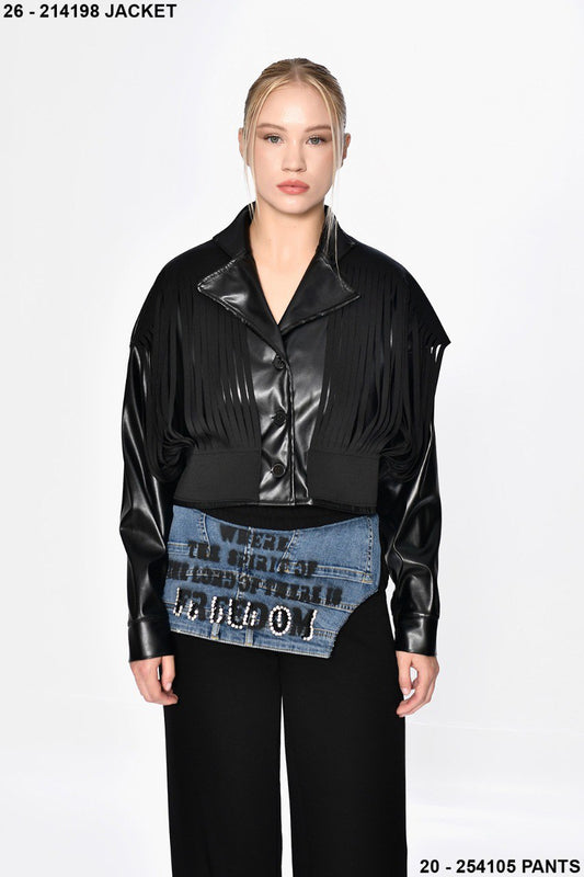 Leather fringe Dq jacket