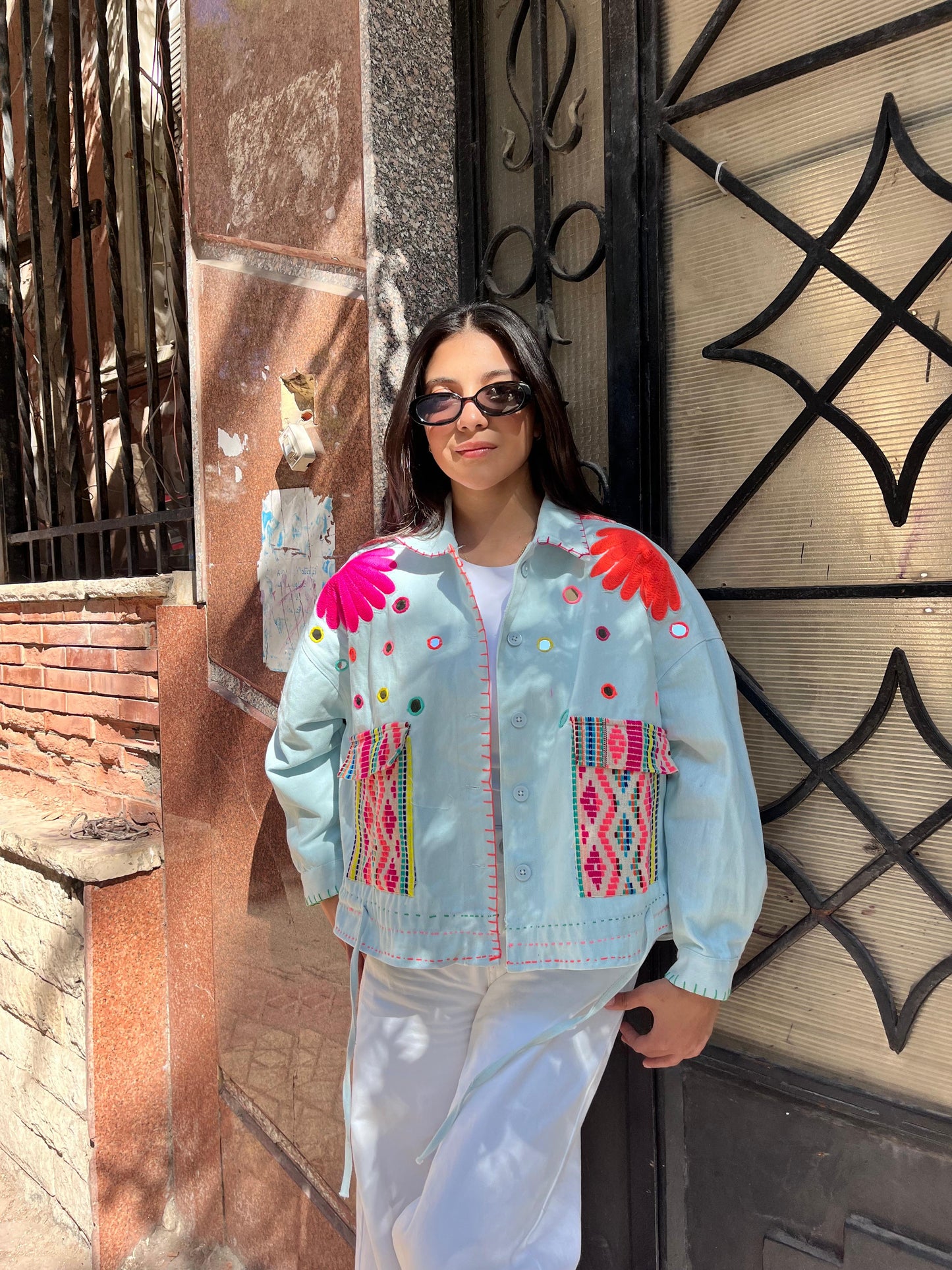 Jacket embroidery blue
