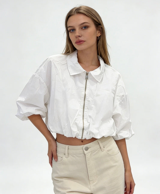 Shirt white zipper Trend
