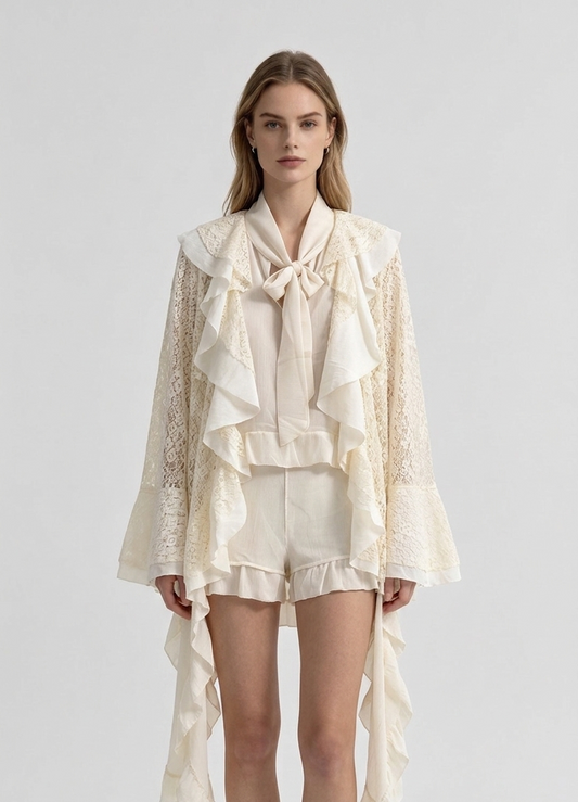 Cardigan lace ruffle