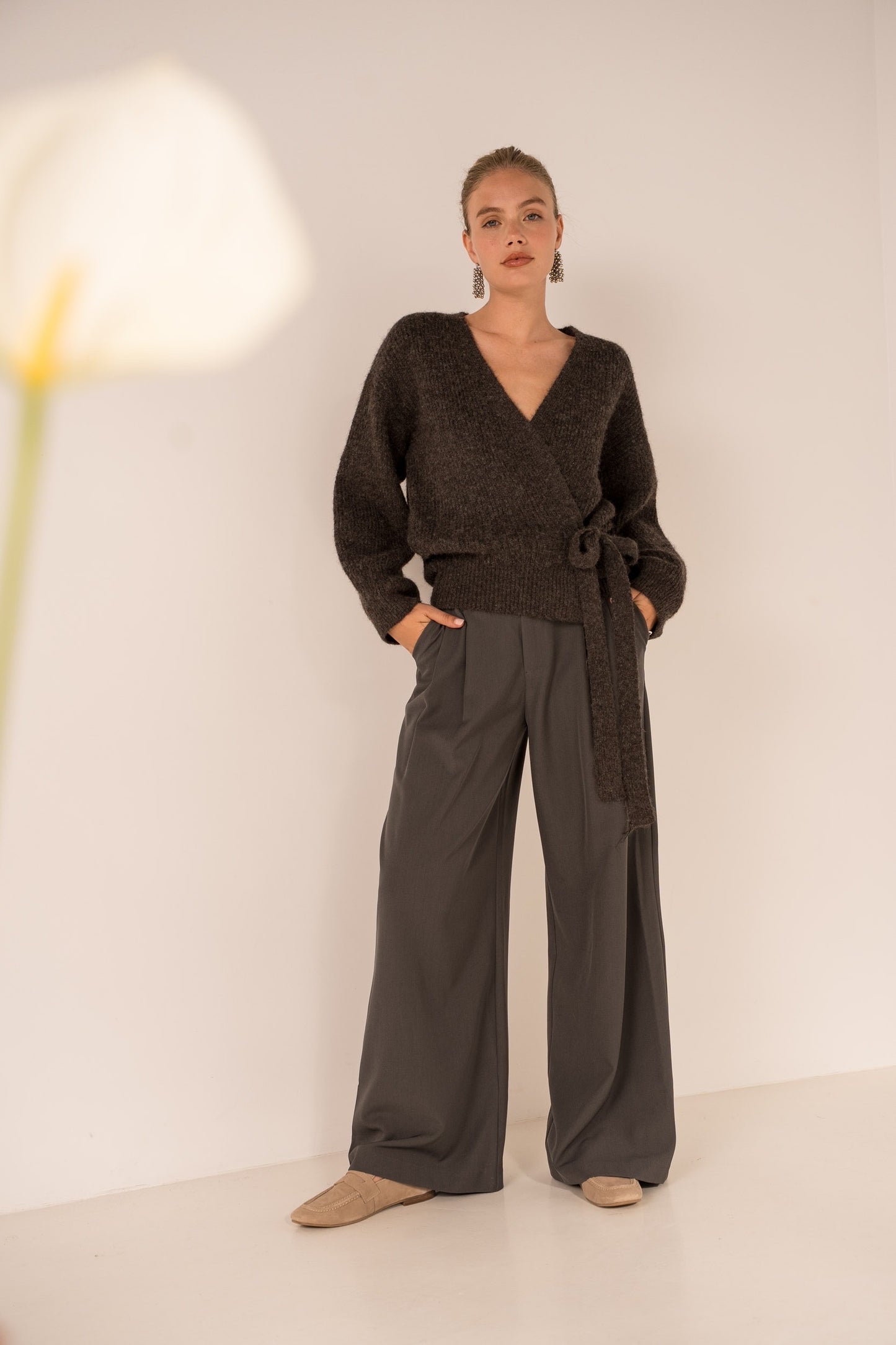 Cardigan ribbon brown