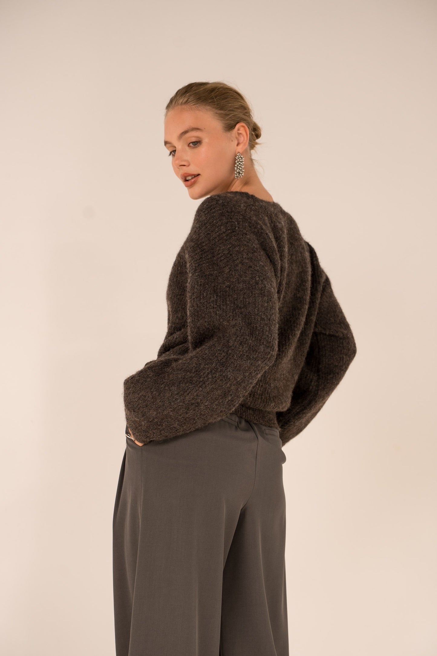 Cardigan ribbon brown