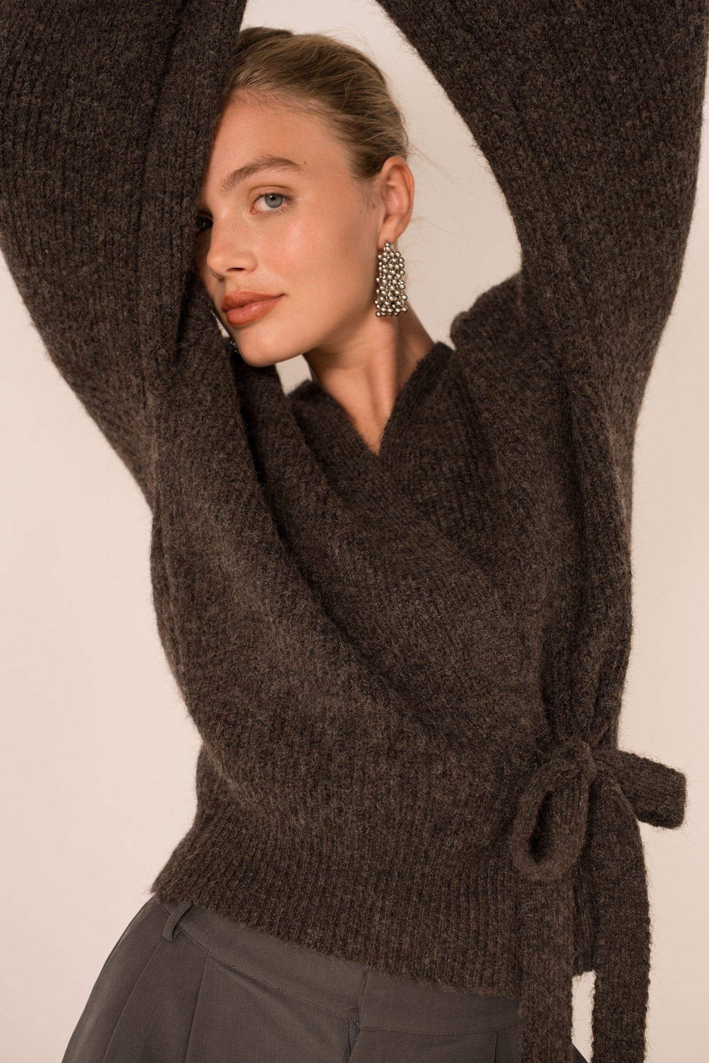 Cardigan ribbon brown